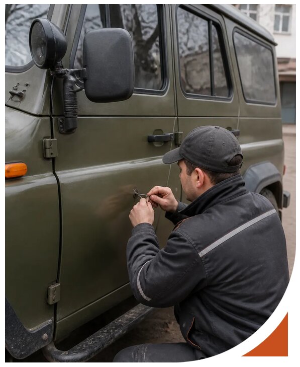 Профессиональное вскрытие автомобиля УАЗ без повреждений в Гатчине